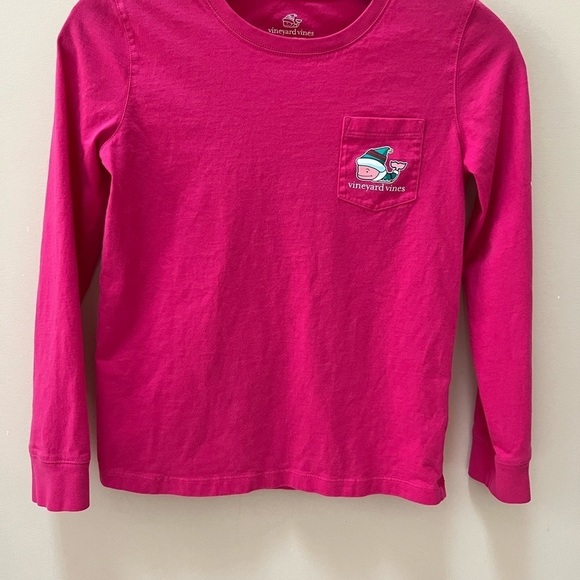 Vineyard Vines Holiday/Winter/Christmas Bright Pink Long Sleeve Whale TShirt M - Picture 4 of 8